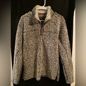 True Grit Sweater Womens XS Gray Long Sleeve Fleece Sherpa Half Zip Preppy